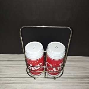 Coca-Cola Soda Can Salt and Pepper Shaker Set With Caddy Retro Decor